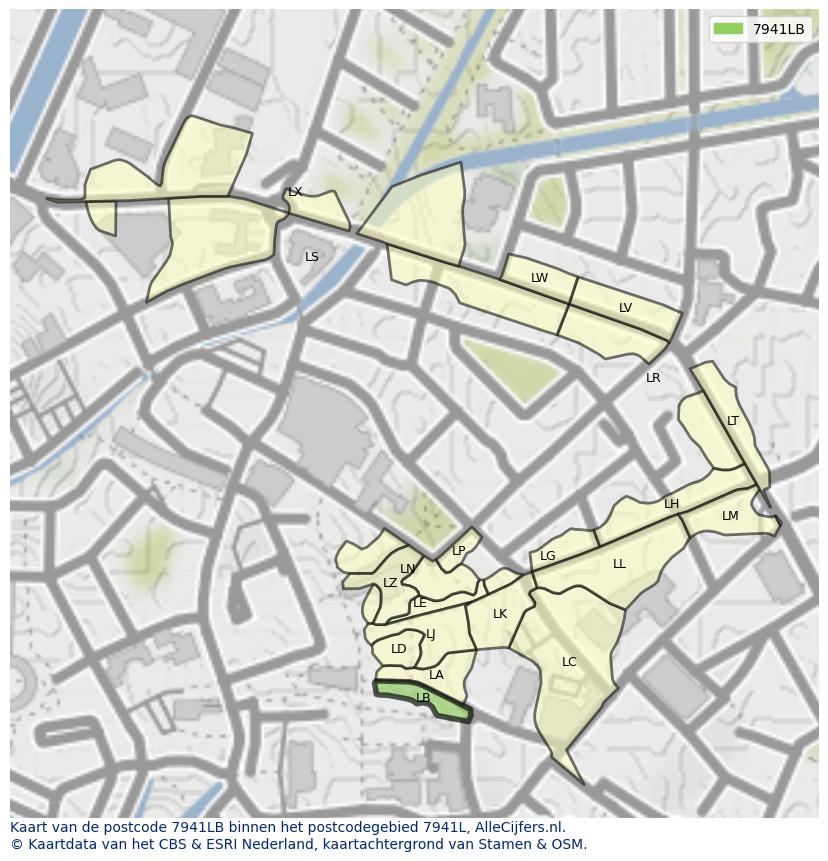 Afbeelding van het postcodegebied 7941 LB op de kaart.