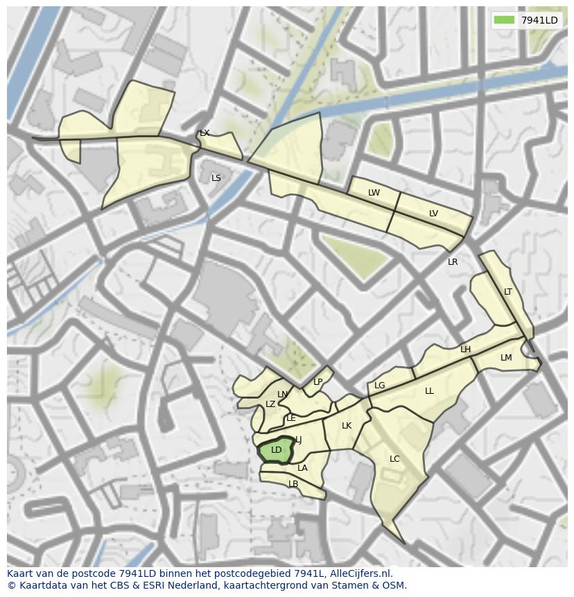 Afbeelding van het postcodegebied 7941 LD op de kaart.