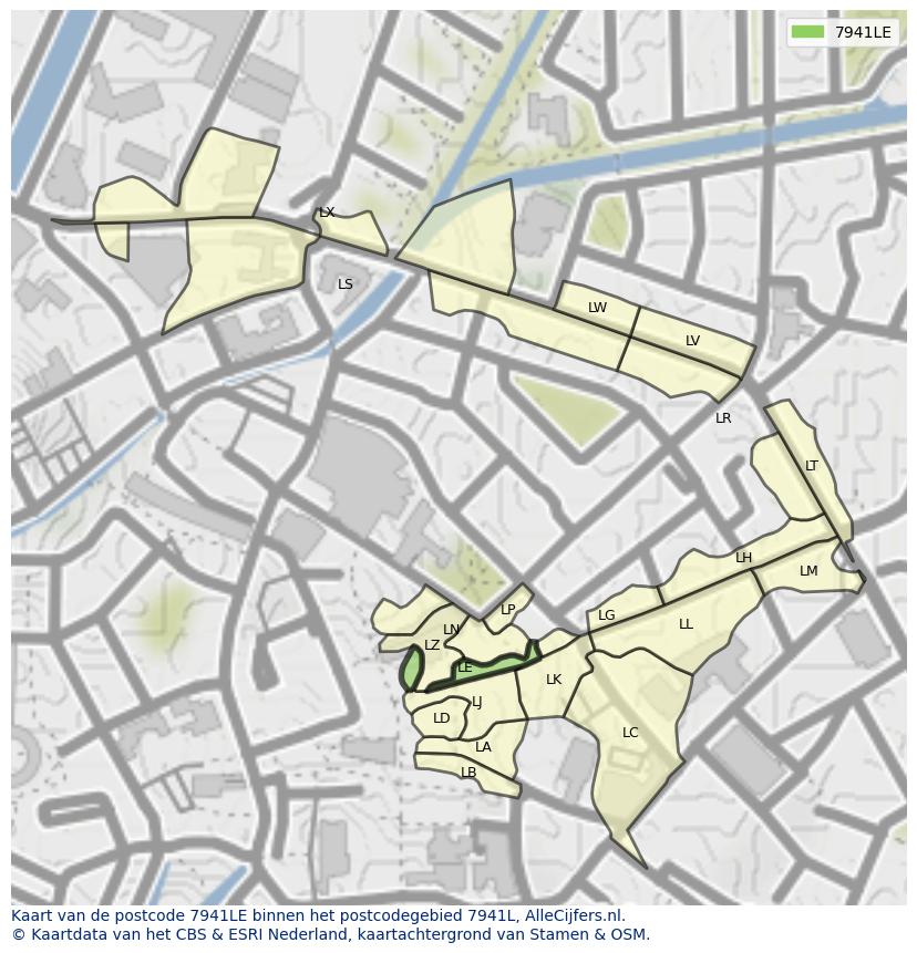 Afbeelding van het postcodegebied 7941 LE op de kaart.