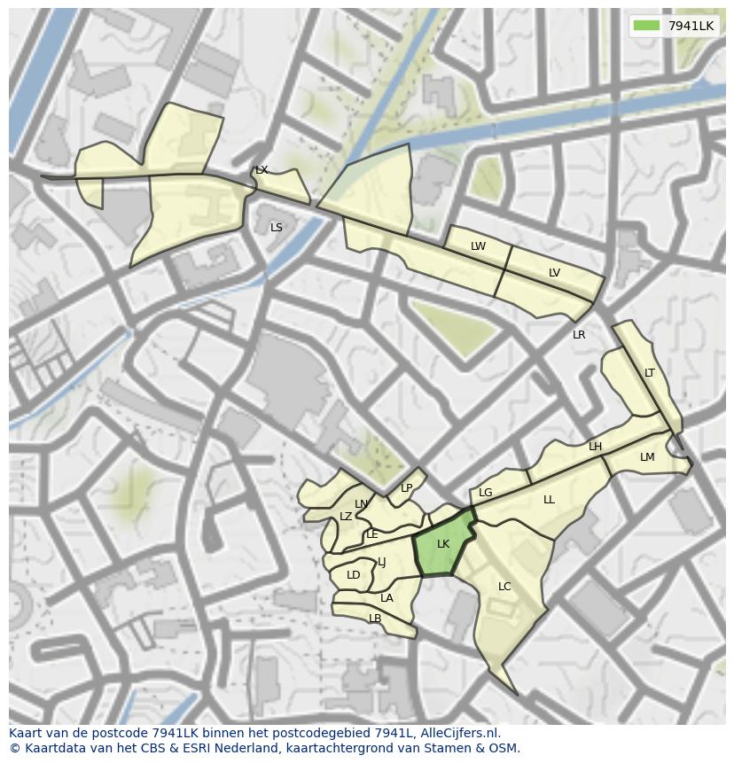 Afbeelding van het postcodegebied 7941 LK op de kaart.