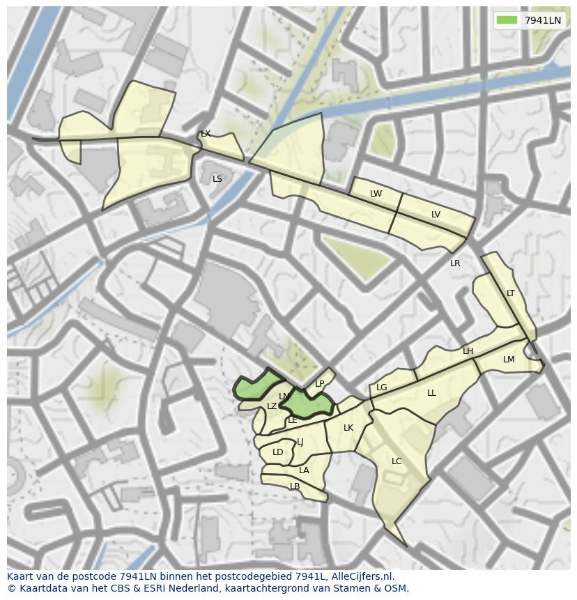 Afbeelding van het postcodegebied 7941 LN op de kaart.
