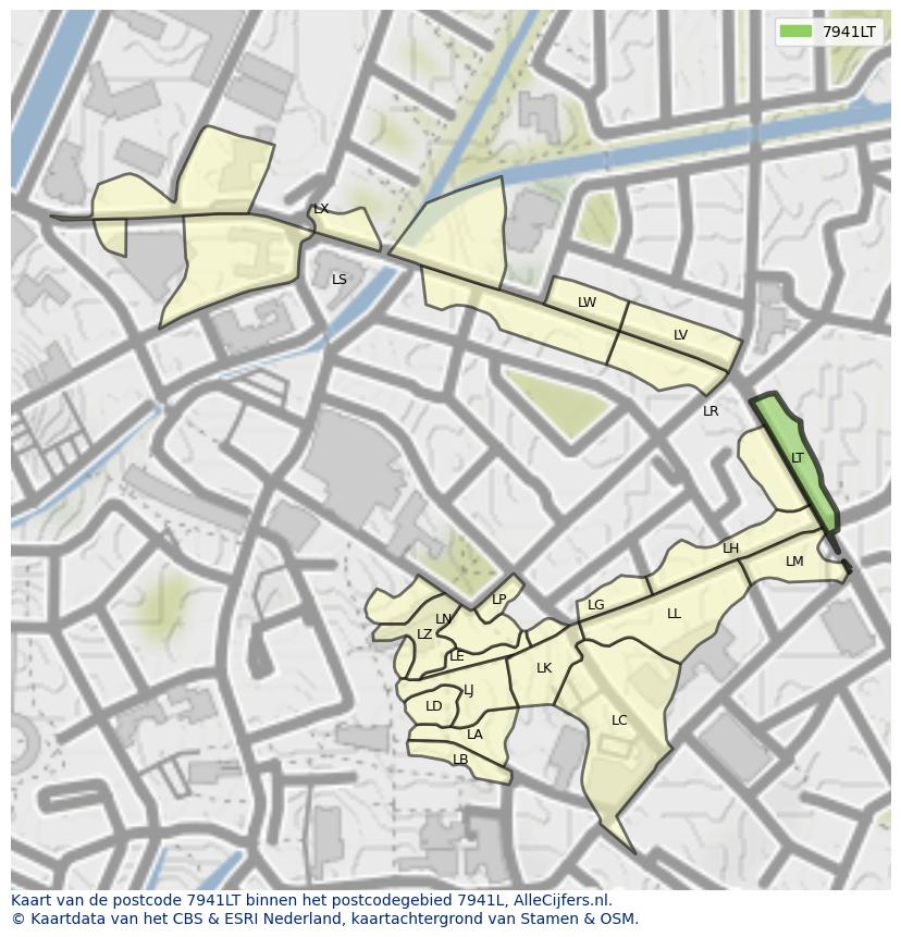 Afbeelding van het postcodegebied 7941 LT op de kaart.