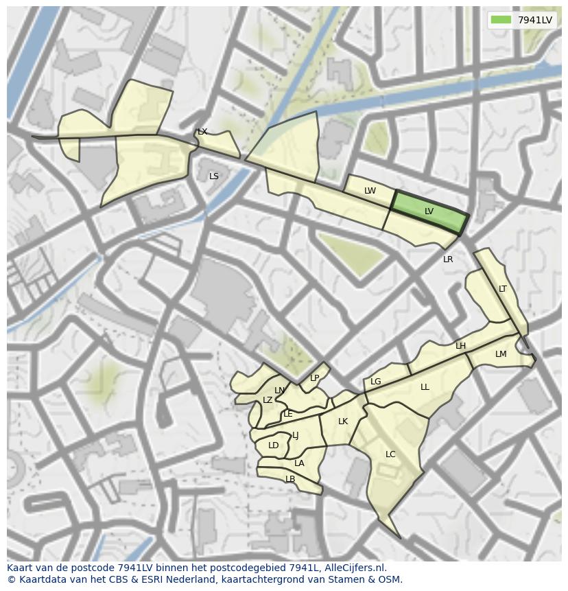 Afbeelding van het postcodegebied 7941 LV op de kaart.