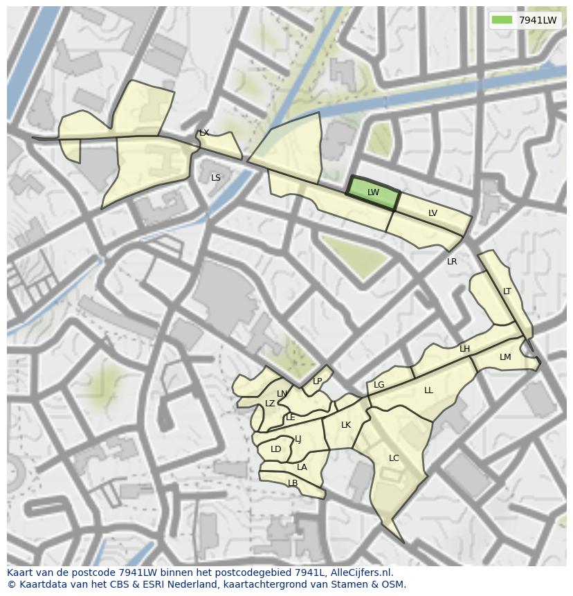 Afbeelding van het postcodegebied 7941 LW op de kaart.