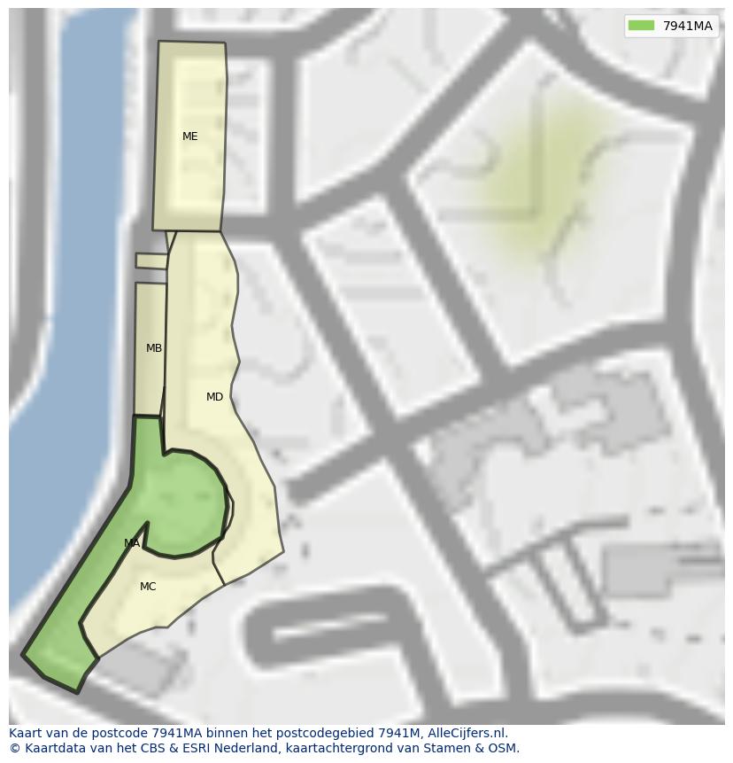Afbeelding van het postcodegebied 7941 MA op de kaart.