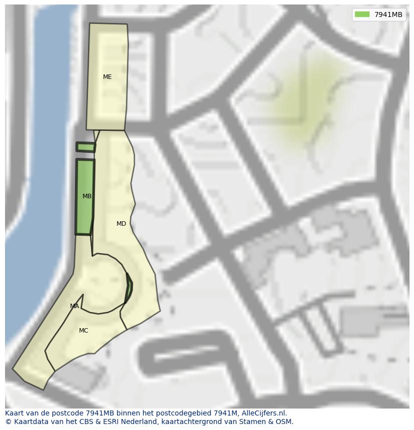 Afbeelding van het postcodegebied 7941 MB op de kaart.