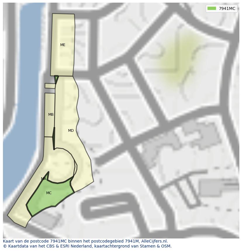 Afbeelding van het postcodegebied 7941 MC op de kaart.