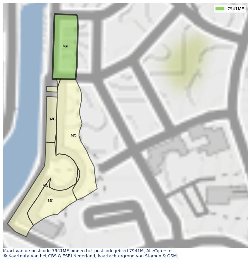 Afbeelding van het postcodegebied 7941 ME op de kaart.