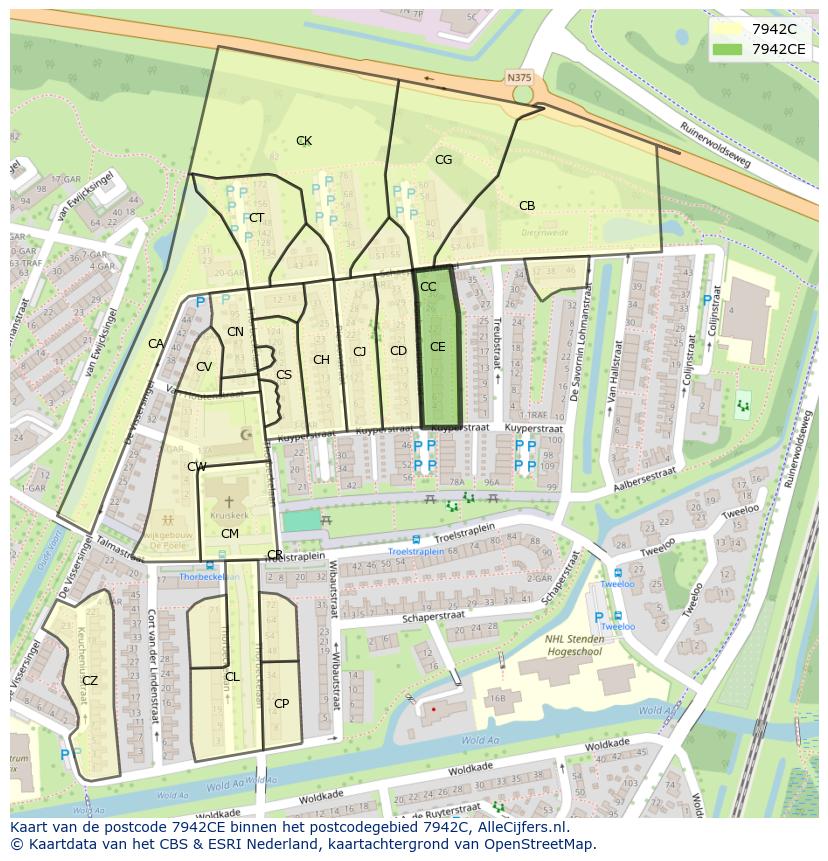 Afbeelding van het postcodegebied 7942 CE op de kaart.