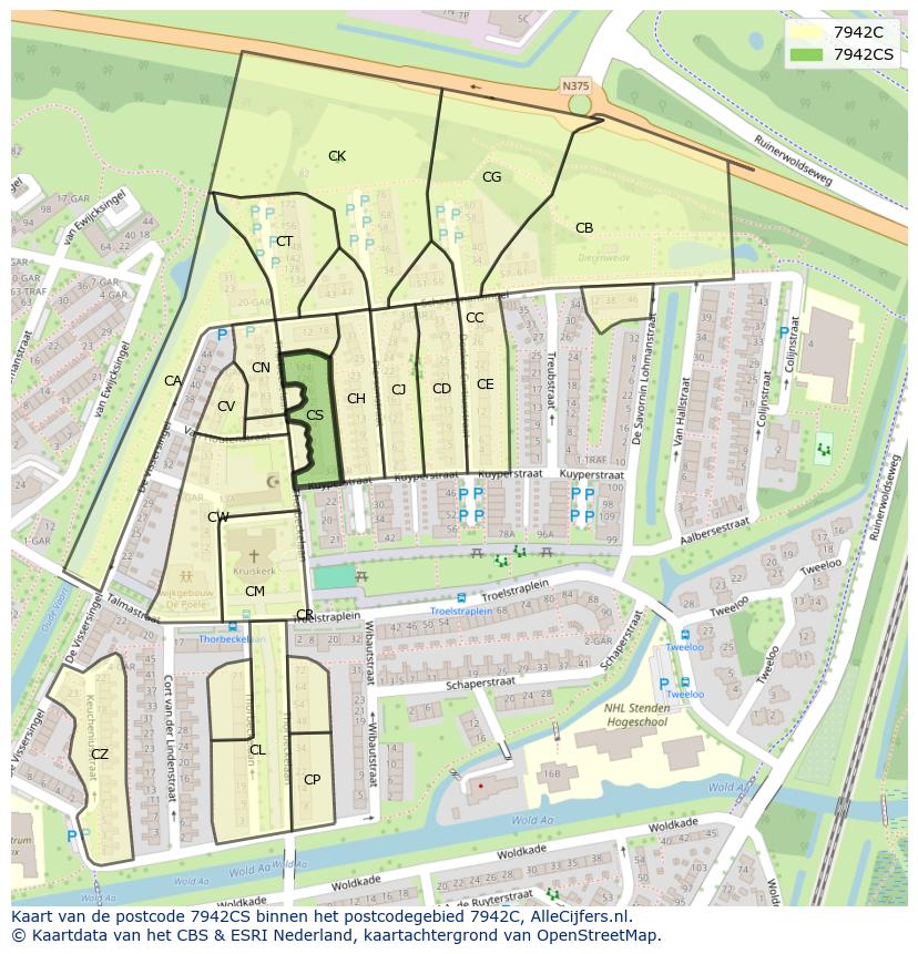 Afbeelding van het postcodegebied 7942 CS op de kaart.