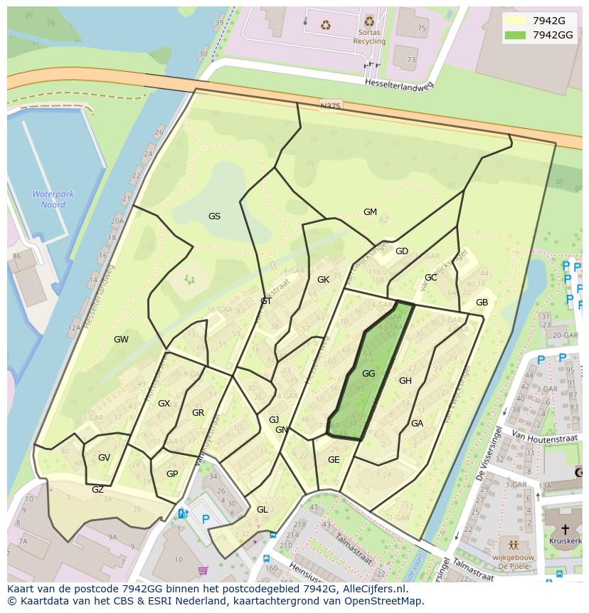 Afbeelding van het postcodegebied 7942 GG op de kaart.