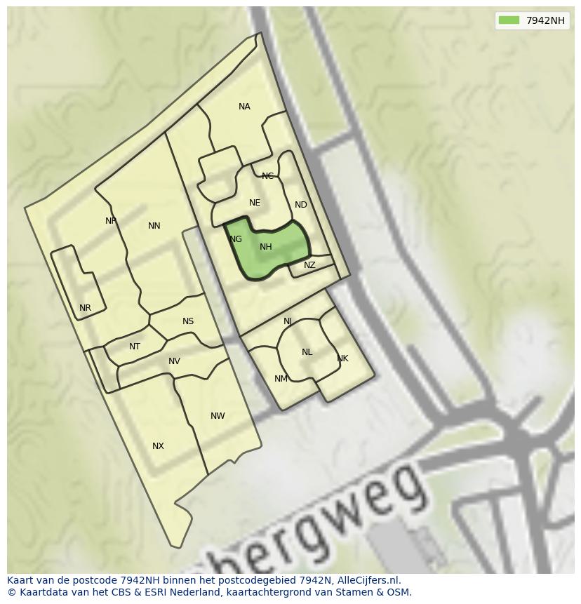 Afbeelding van het postcodegebied 7942 NH op de kaart.