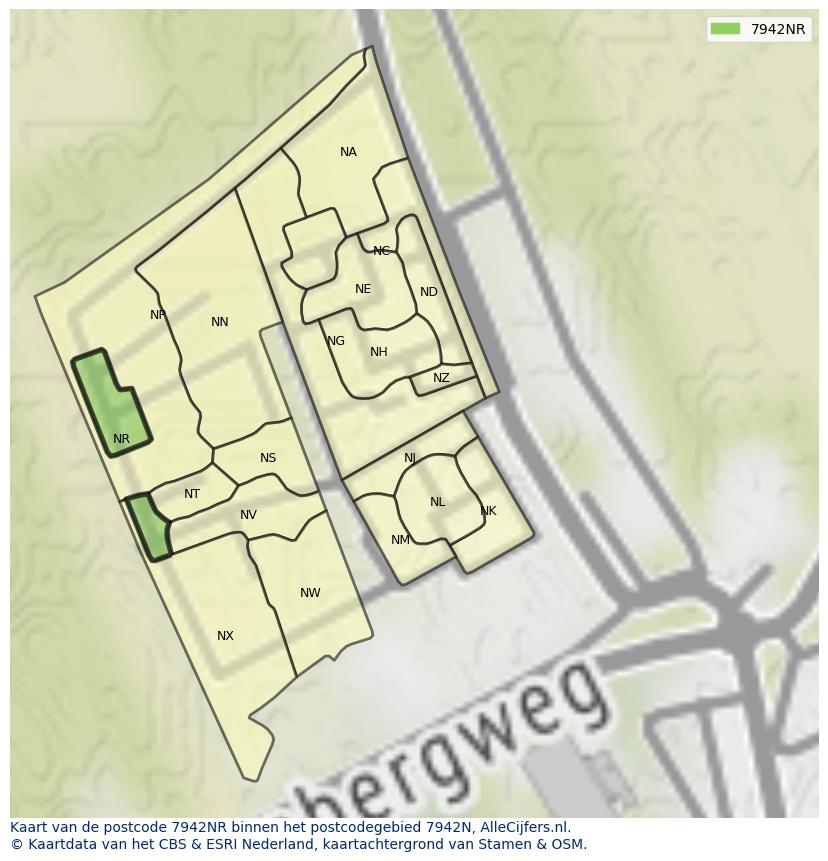 Afbeelding van het postcodegebied 7942 NR op de kaart.