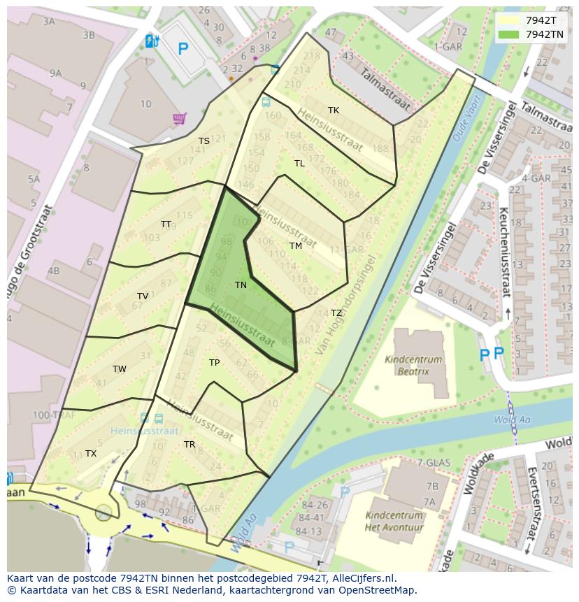 Afbeelding van het postcodegebied 7942 TN op de kaart.