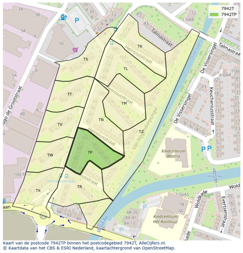Afbeelding van het postcodegebied 7942 TP op de kaart.