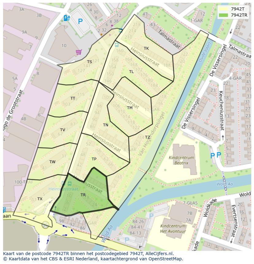 Afbeelding van het postcodegebied 7942 TR op de kaart.