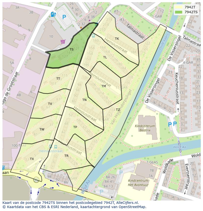 Afbeelding van het postcodegebied 7942 TS op de kaart.