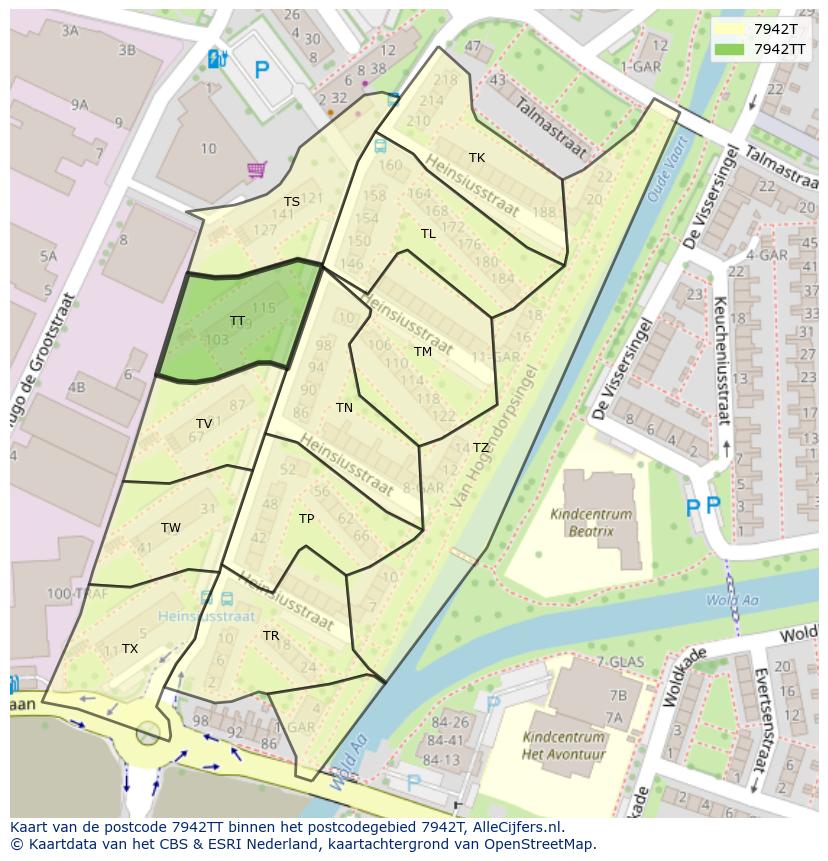 Afbeelding van het postcodegebied 7942 TT op de kaart.