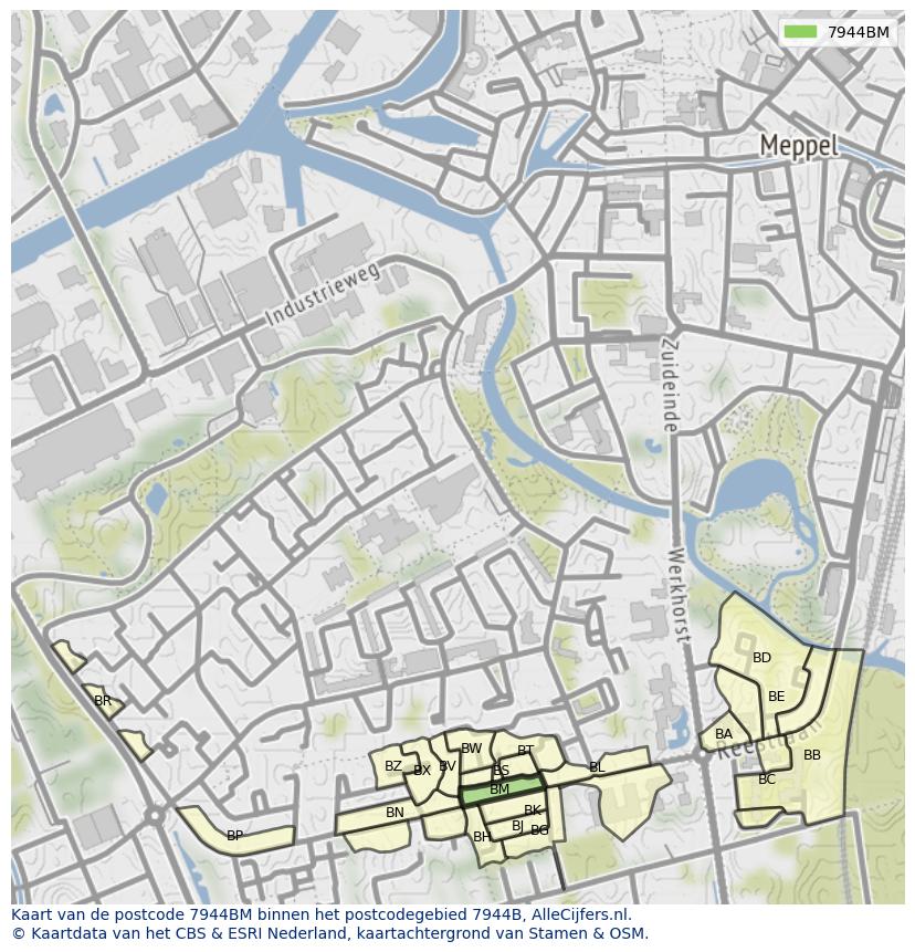 Afbeelding van het postcodegebied 7944 BM op de kaart.
