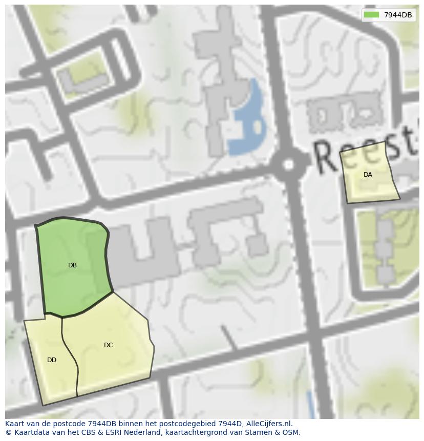 Afbeelding van het postcodegebied 7944 DB op de kaart.