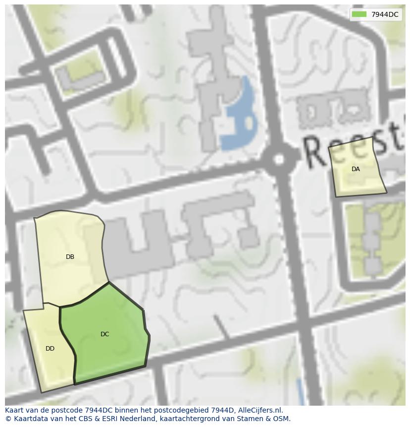 Afbeelding van het postcodegebied 7944 DC op de kaart.