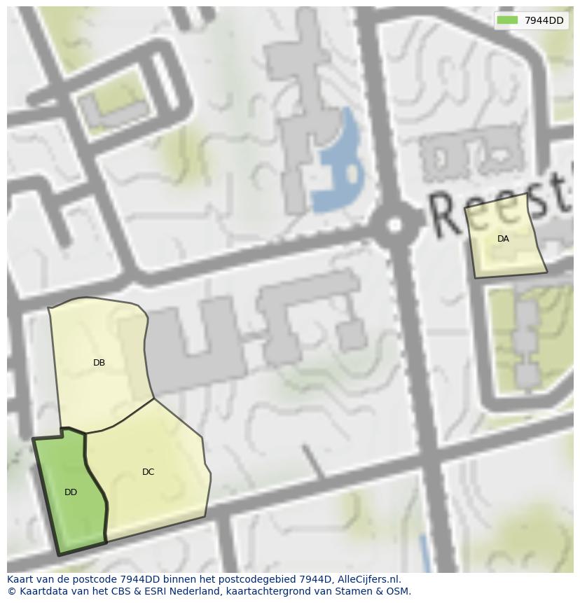 Afbeelding van het postcodegebied 7944 DD op de kaart.