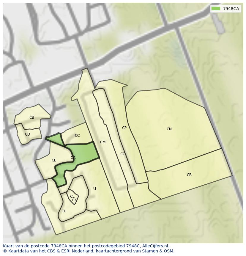Afbeelding van het postcodegebied 7948 CA op de kaart.