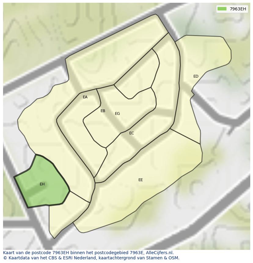 Afbeelding van het postcodegebied 7963 EH op de kaart.