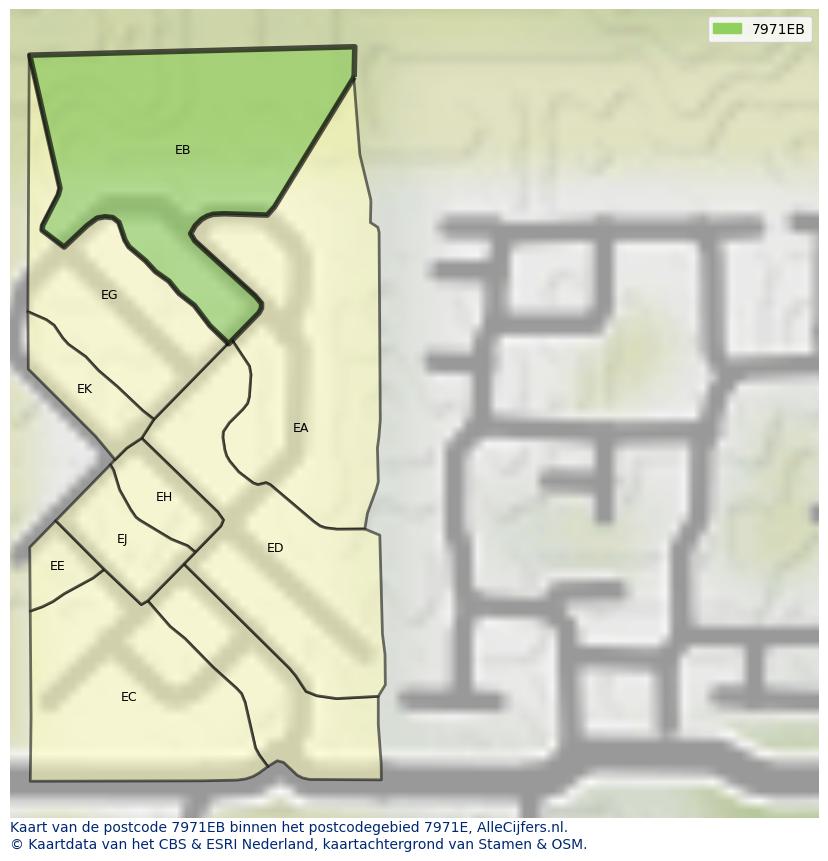 Afbeelding van het postcodegebied 7971 EB op de kaart.