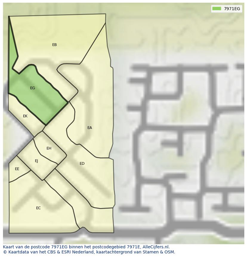 Afbeelding van het postcodegebied 7971 EG op de kaart.