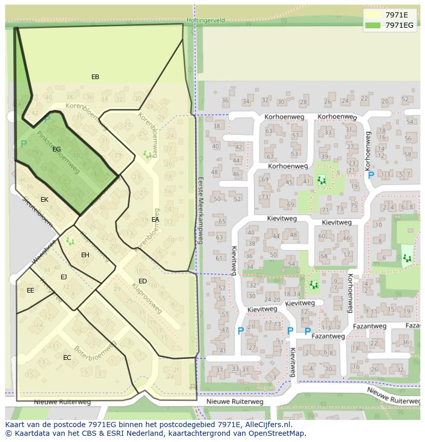 Afbeelding van het postcodegebied 7971 EG op de kaart.