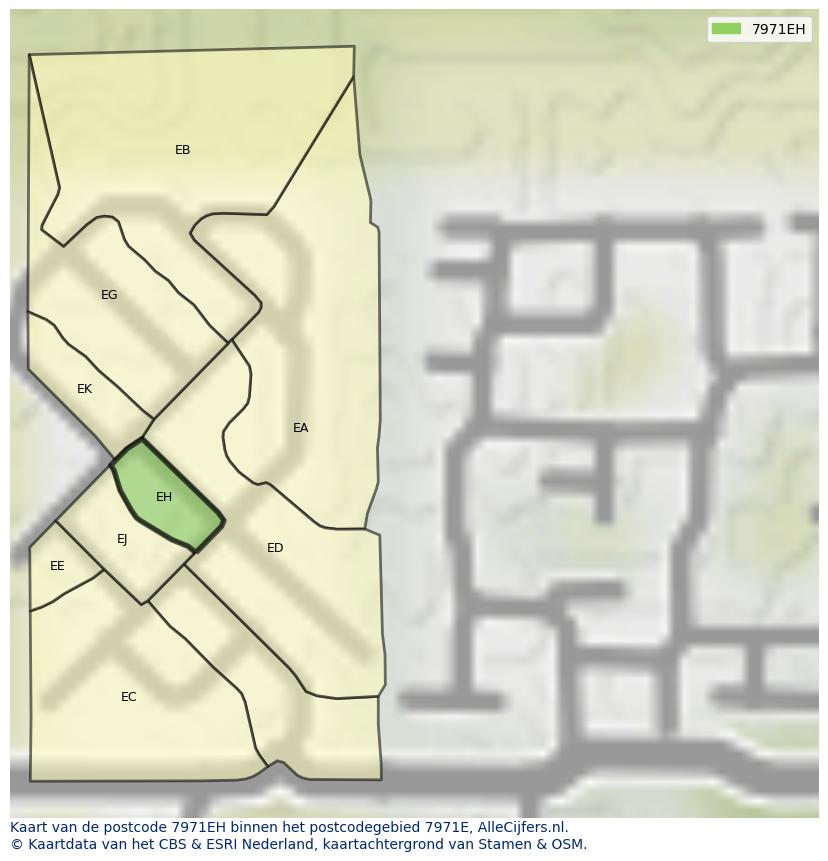 Afbeelding van het postcodegebied 7971 EH op de kaart.