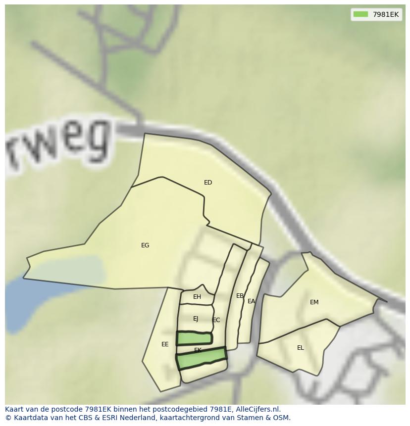 Afbeelding van het postcodegebied 7981 EK op de kaart.
