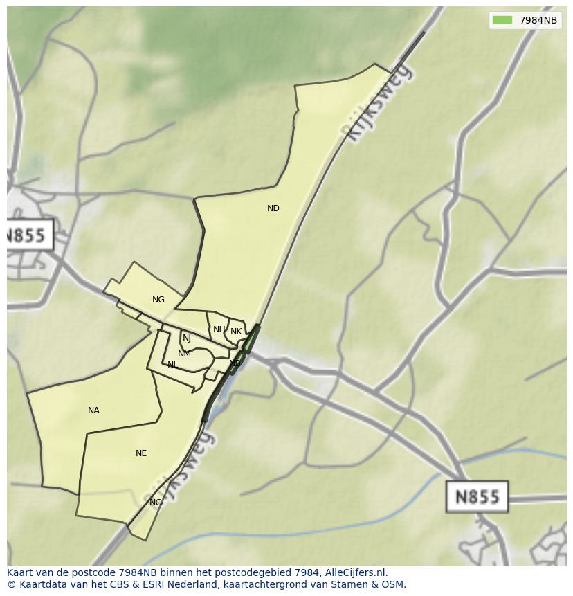 Afbeelding van het postcodegebied 7984 NB op de kaart.