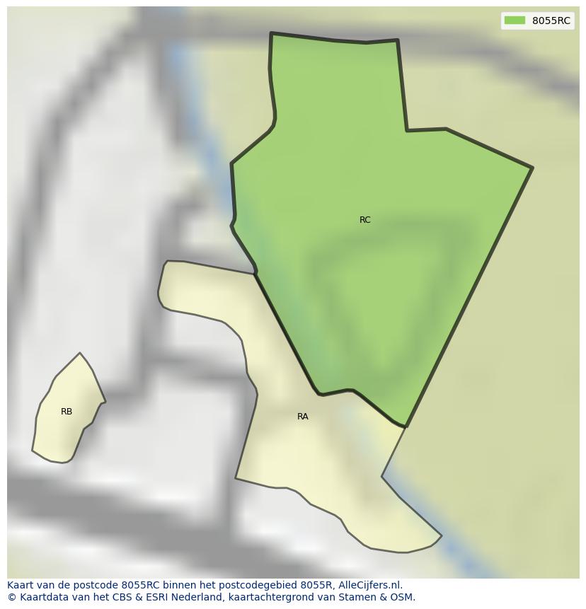 Afbeelding van het postcodegebied 8055 RC op de kaart.