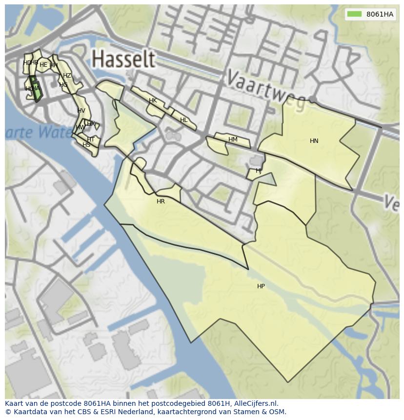 Afbeelding van het postcodegebied 8061 HA op de kaart.