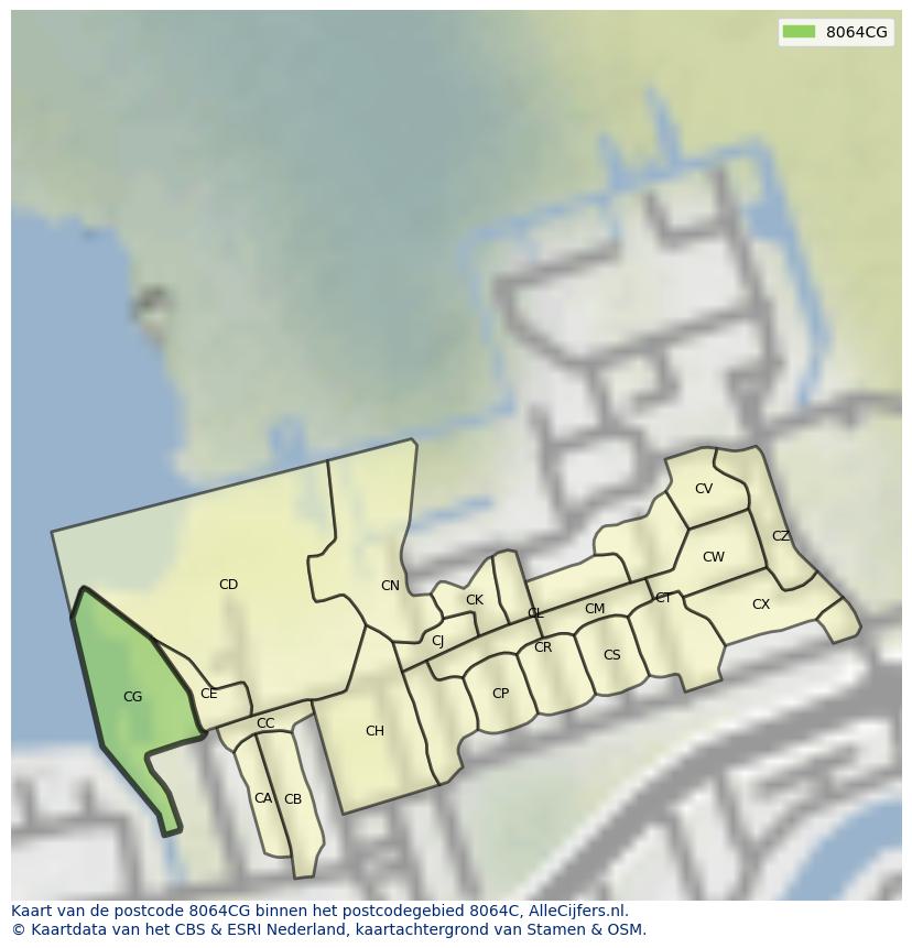 Afbeelding van het postcodegebied 8064 CG op de kaart.