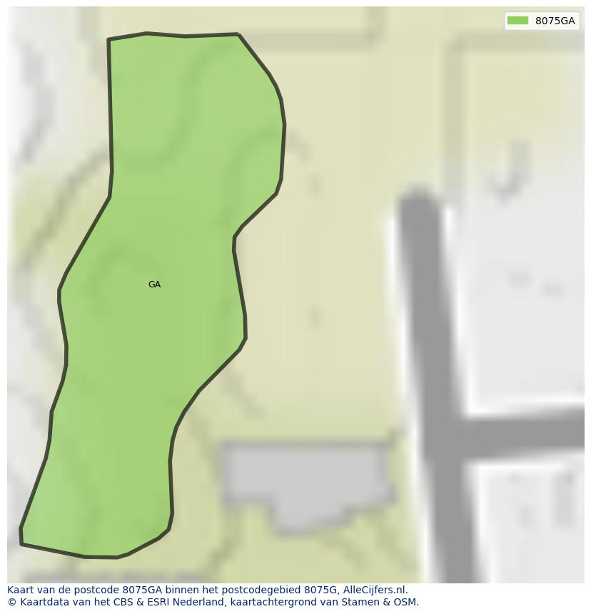 Afbeelding van het postcodegebied 8075 GA op de kaart.
