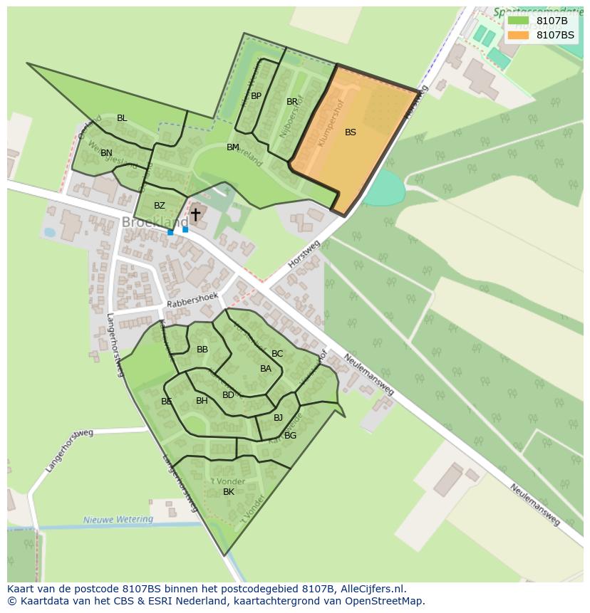 Afbeelding van het postcodegebied 8107 BS op de kaart.