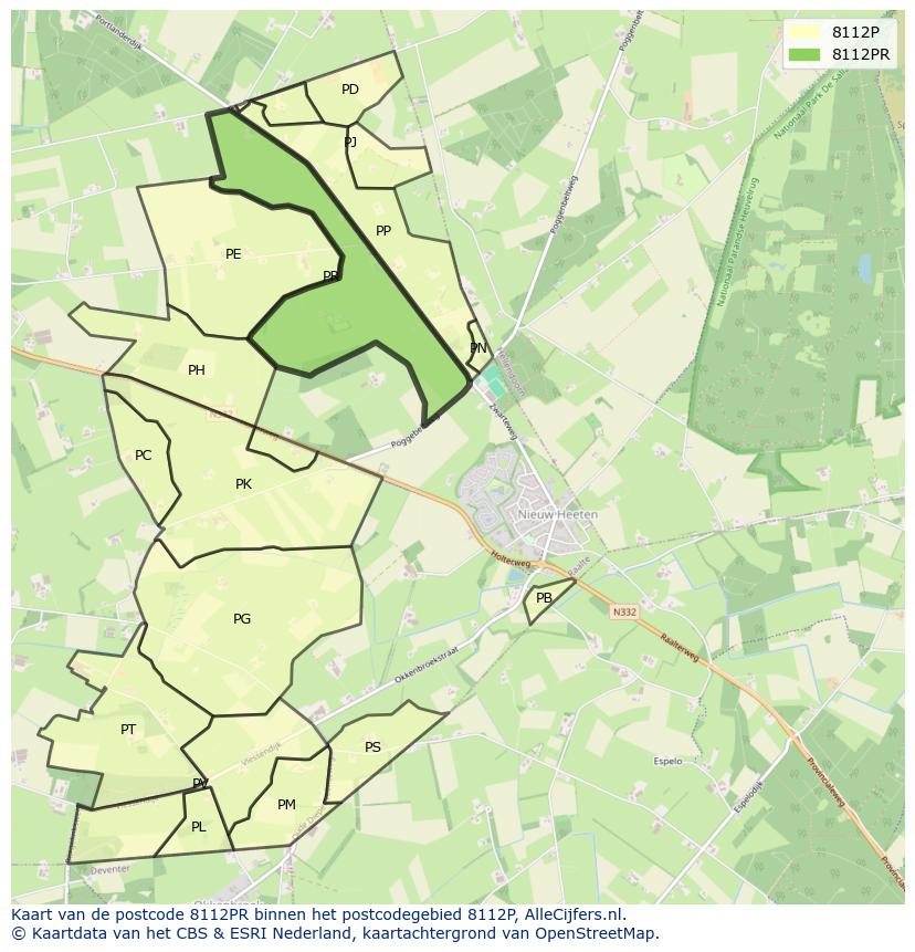 Afbeelding van het postcodegebied 8112 PR op de kaart.