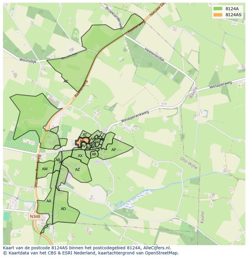 Afbeelding van het postcodegebied 8124 AS op de kaart.