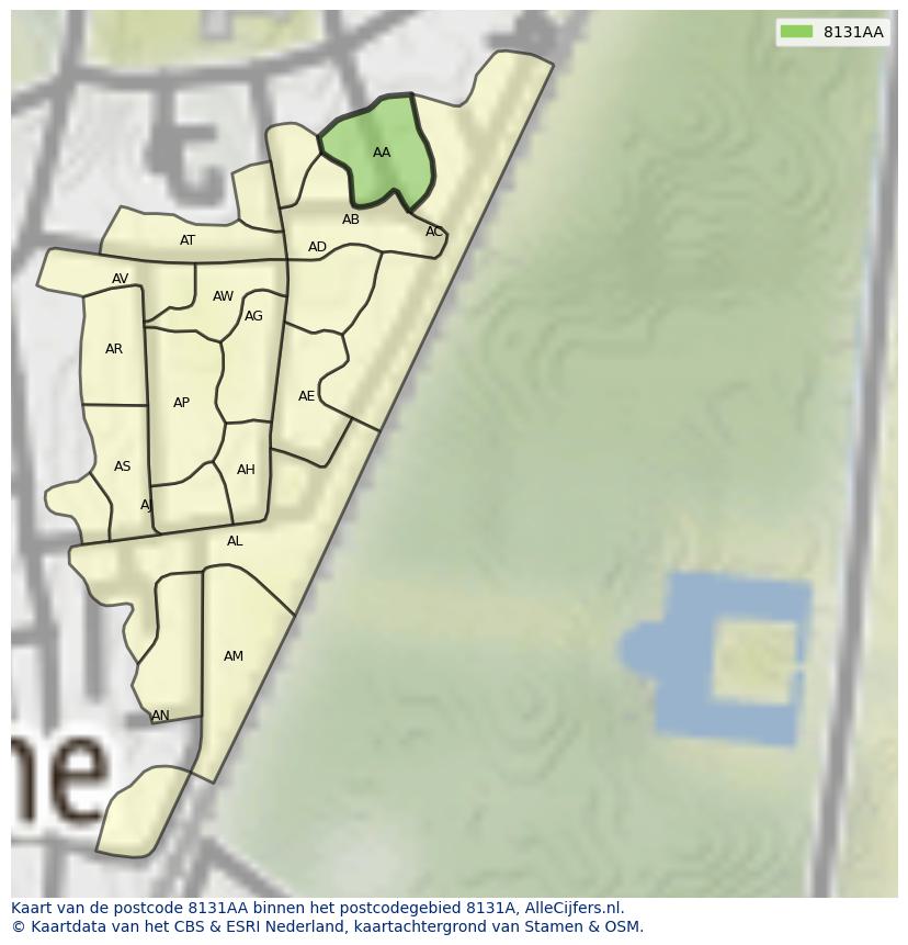 Afbeelding van het postcodegebied 8131 AA op de kaart.