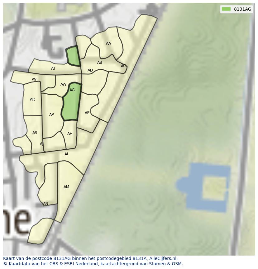 Afbeelding van het postcodegebied 8131 AG op de kaart.