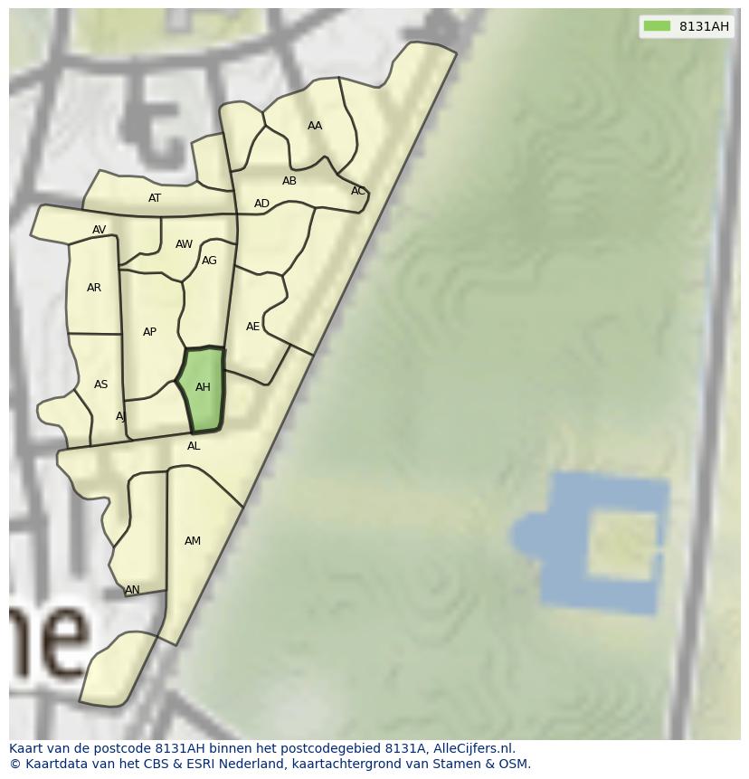 Afbeelding van het postcodegebied 8131 AH op de kaart.