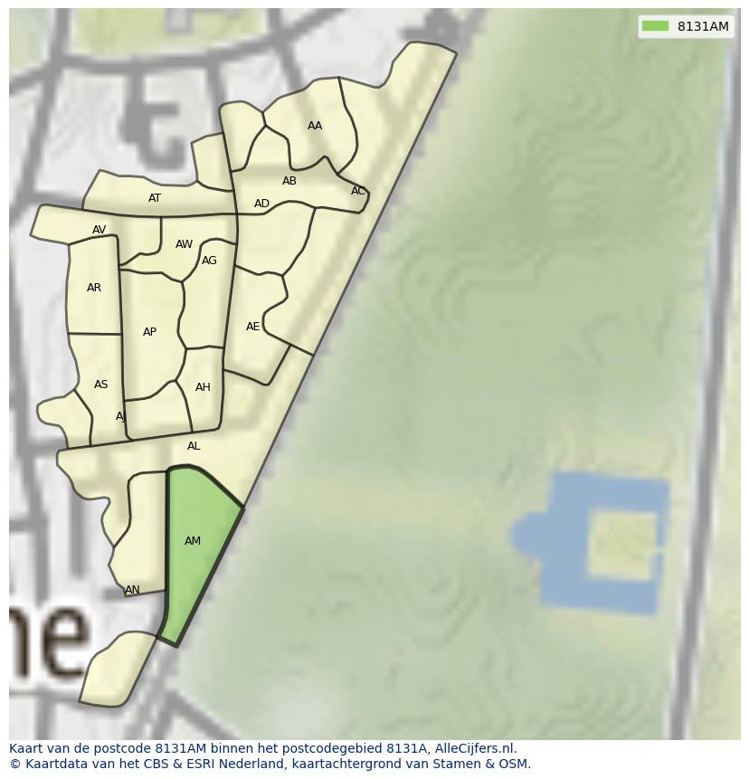 Afbeelding van het postcodegebied 8131 AM op de kaart.