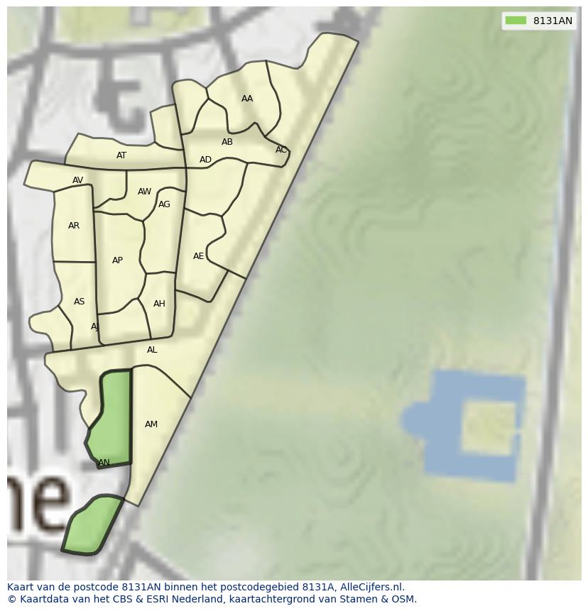 Afbeelding van het postcodegebied 8131 AN op de kaart.
