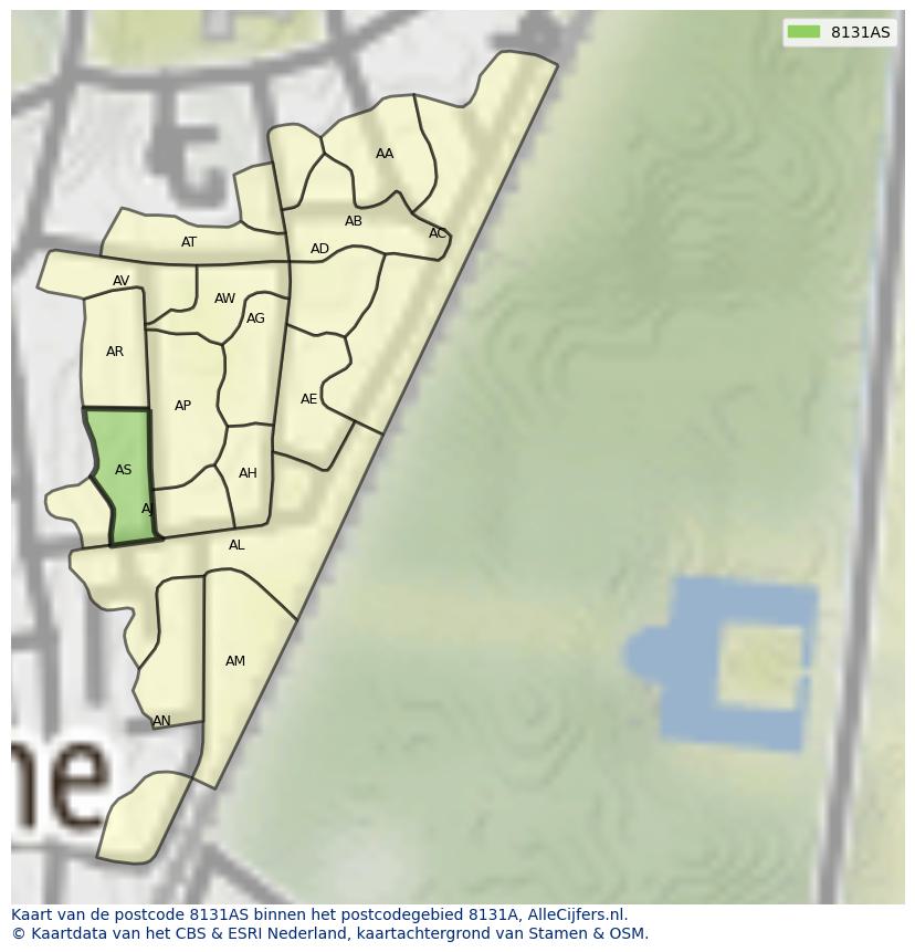 Afbeelding van het postcodegebied 8131 AS op de kaart.