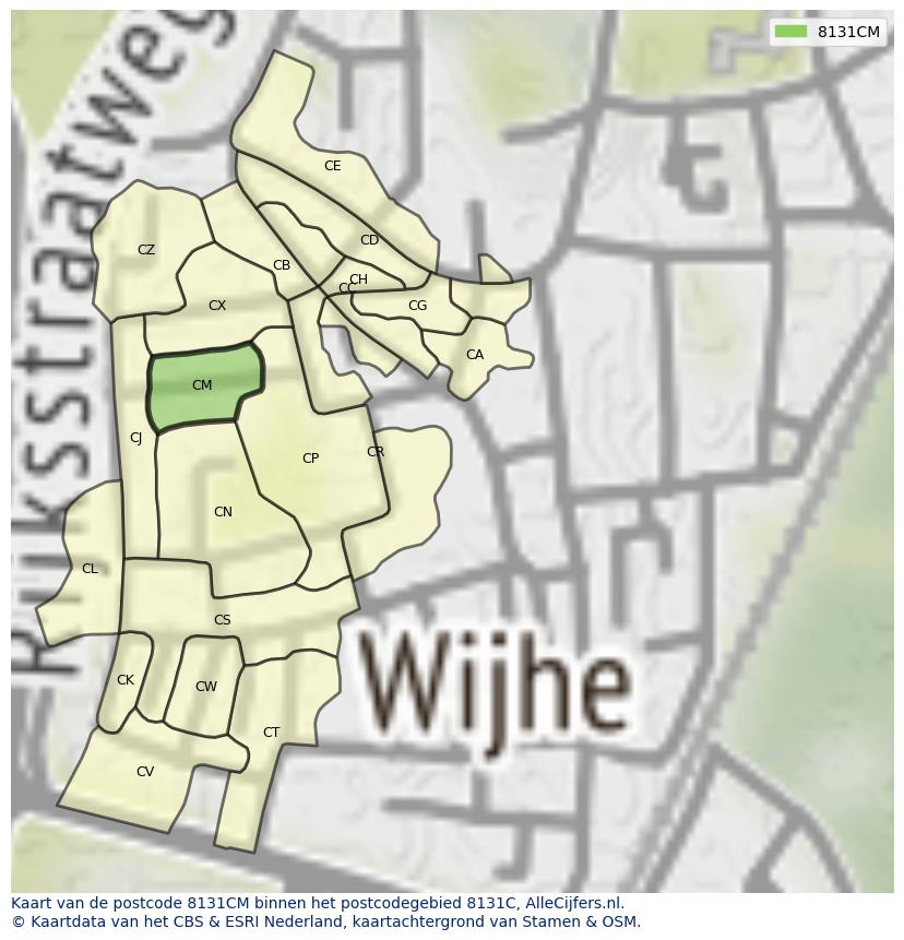 Afbeelding van het postcodegebied 8131 CM op de kaart.