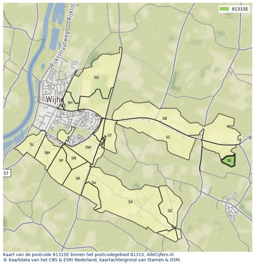 Afbeelding van het postcodegebied 8131 SE op de kaart.