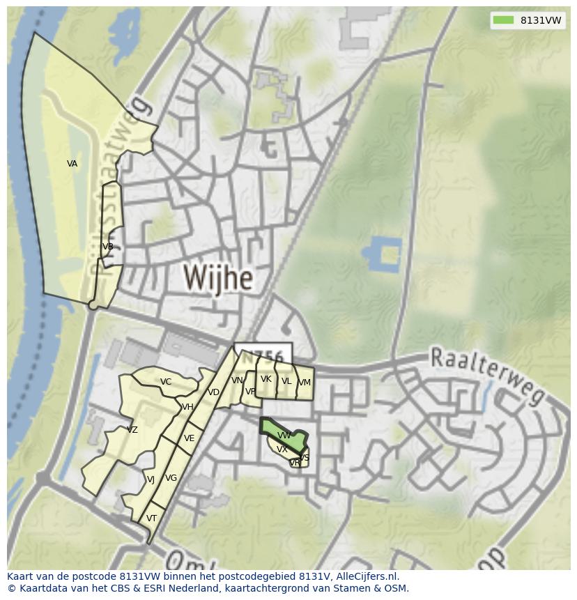 Afbeelding van het postcodegebied 8131 VW op de kaart.